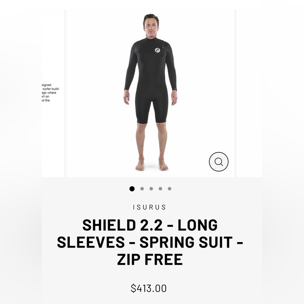 Isurus Shield 2.2 Zipfree Long Arm Black Spring Wetsuit-Size Large-NWT